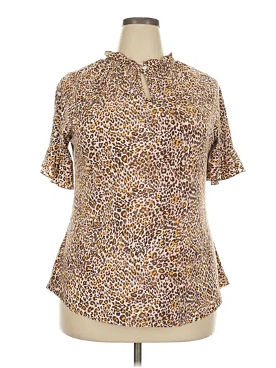Pre-owned Assorted Brands Short Sleeve Blouse In Brown