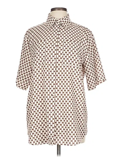 Pre-owned Assorted Brands Short Sleeve Blouse In Brown