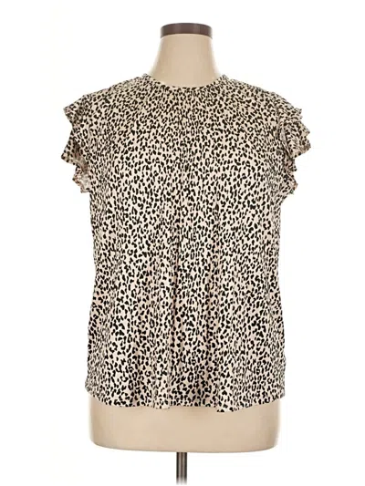 Pre-owned Assorted Brands Short Sleeve Blouse In Brown