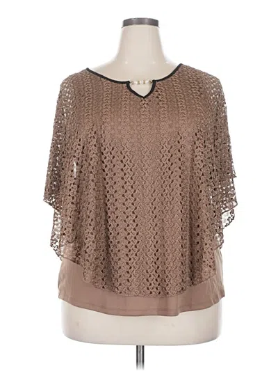 Pre-owned Assorted Brands Short Sleeve Blouse In Brown