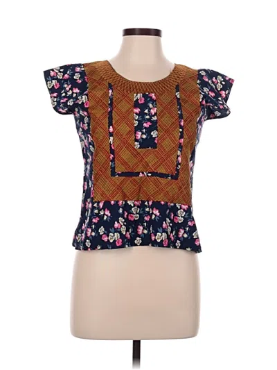 Pre-owned Assorted Brands Short Sleeve Blouse In Brown