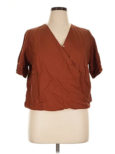 Pre-owned Assorted Brands Short Sleeve Blouse In Brown