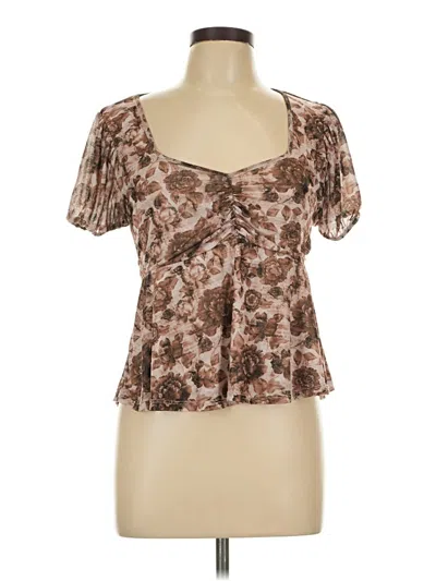 Pre-owned Assorted Brands Short Sleeve Blouse In Brown