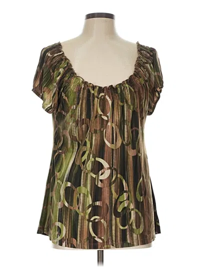 Pre-owned Assorted Brands Short Sleeve Blouse In Brown