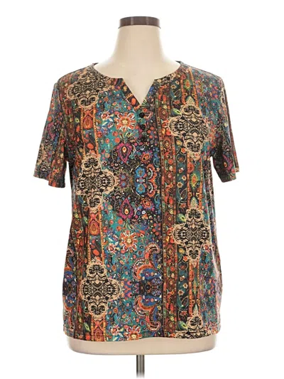 Pre-owned Assorted Brands Short Sleeve Blouse In Brown