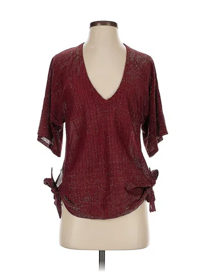 Pre-owned Assorted Brands Short Sleeve Blouse In Burgundy