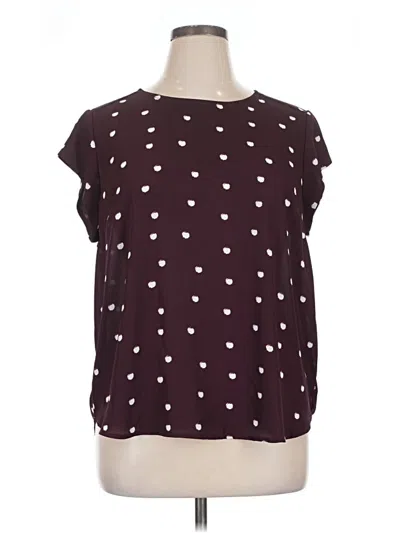 Pre-owned Assorted Brands Short Sleeve Blouse In Burgundy