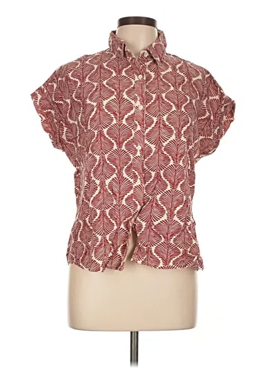 Pre-owned Assorted Brands Short Sleeve Blouse In Burgundy
