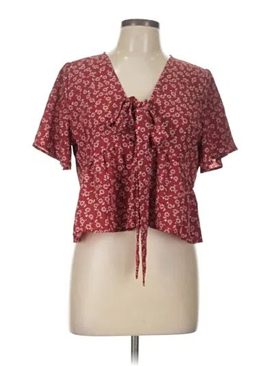 Pre-owned Assorted Brands Short Sleeve Blouse In Burgundy