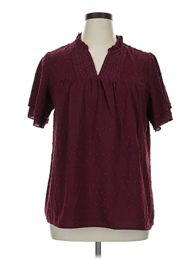 Pre-owned Assorted Brands Short Sleeve Blouse In Burgundy