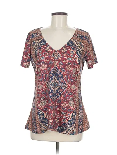 Pre-owned Assorted Brands Short Sleeve Blouse In Burgundy