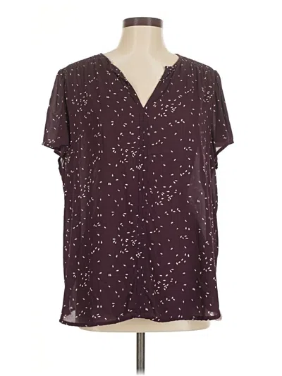 Pre-owned Assorted Brands Short Sleeve Blouse In Burgundy