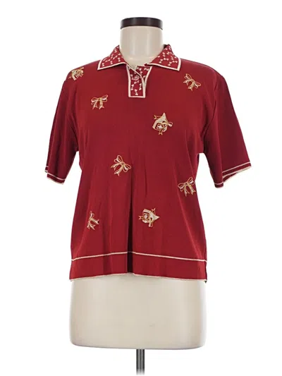 Pre-owned Assorted Brands Short Sleeve Blouse In Burgundy