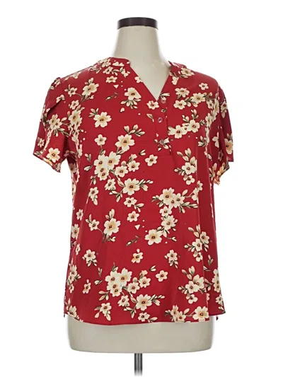 Assorted Brands Short Sleeve Blouse In Burgundy