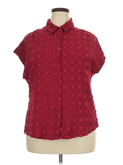 Pre-owned Assorted Brands Short Sleeve Blouse In Burgundy