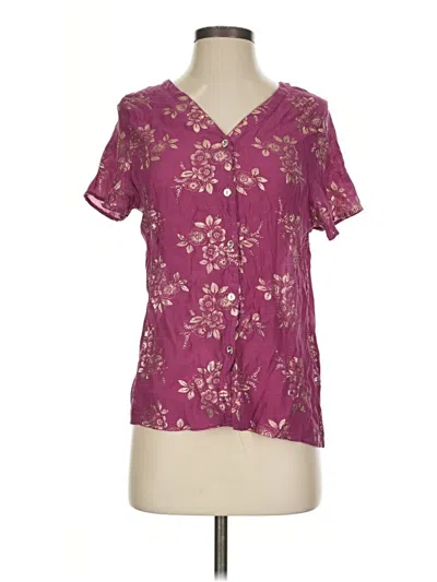 Pre-owned Assorted Brands Short Sleeve Blouse In Burgundy