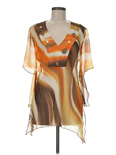Pre-owned Assorted Brands Short Sleeve Blouse In Gold