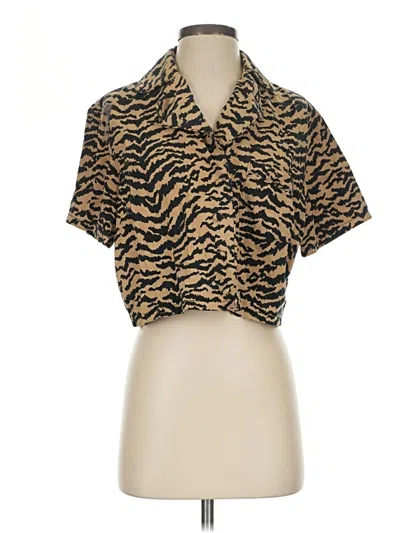 Pre-owned Assorted Brands Short Sleeve Blouse In Gold
