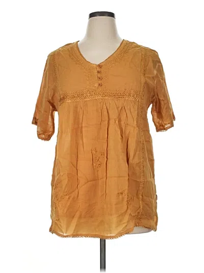 Assorted Brands Short Sleeve Blouse In Gold