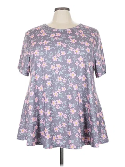 Pre-owned Assorted Brands Short Sleeve Blouse In Gray