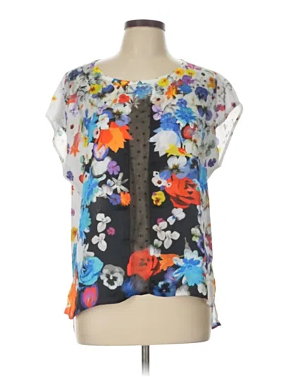 Pre-owned Assorted Brands Short Sleeve Blouse In Gray