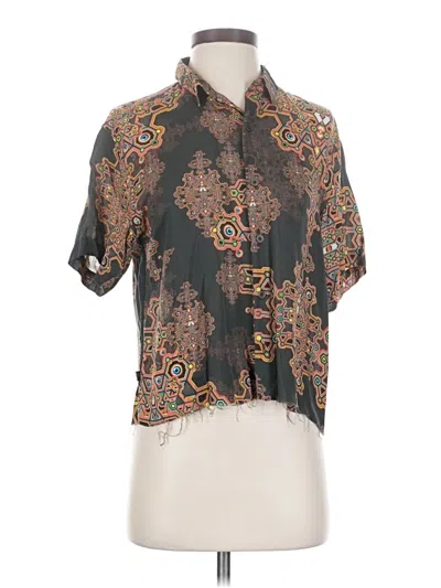 Pre-owned Assorted Brands Short Sleeve Blouse In Gray