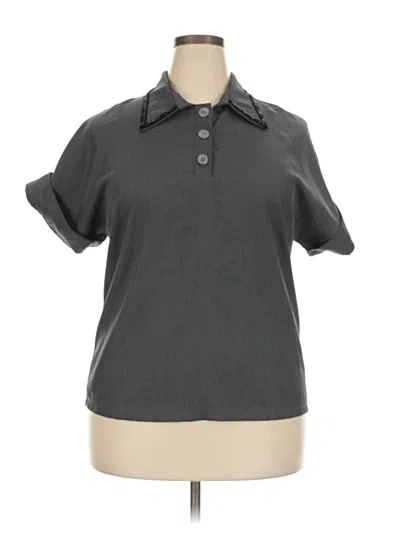 Pre-owned Assorted Brands Short Sleeve Blouse In Gray