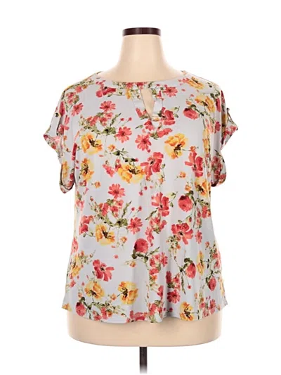 Pre-owned Assorted Brands Short Sleeve Blouse In Gray