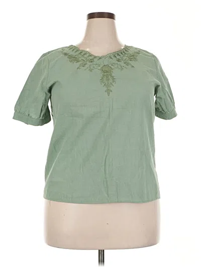 Pre-owned Assorted Brands Short Sleeve Blouse In Green