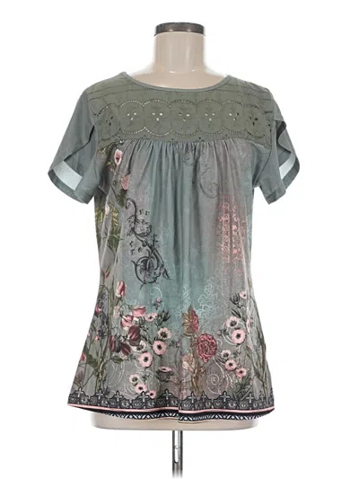 Pre-owned Assorted Brands Short Sleeve Blouse In Green
