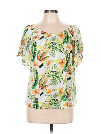 Pre-owned Assorted Brands Short Sleeve Blouse In Green