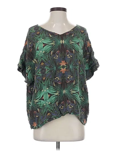 Pre-owned Assorted Brands Short Sleeve Blouse In Green