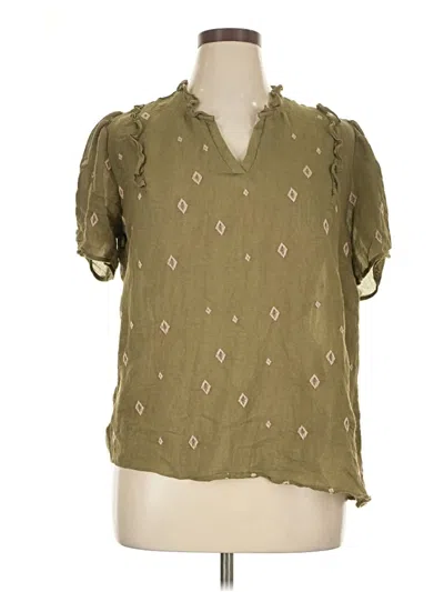 Pre-owned Assorted Brands Short Sleeve Blouse In Green