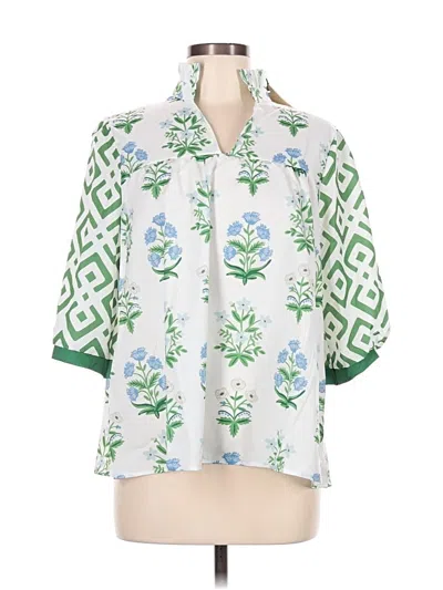 Pre-owned Assorted Brands Short Sleeve Blouse In Green