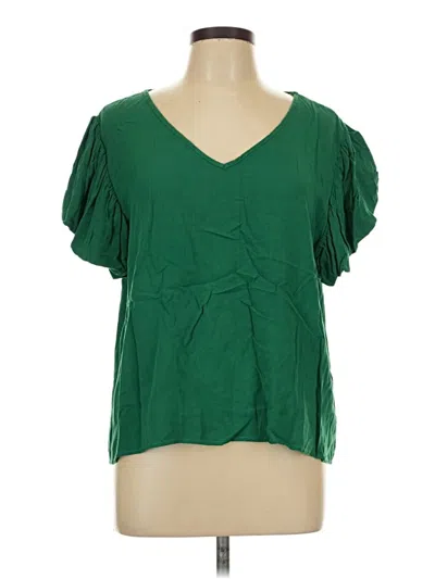 Pre-owned Assorted Brands Short Sleeve Blouse In Green