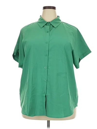Pre-owned Assorted Brands Short Sleeve Blouse In Green