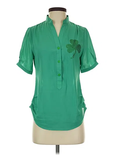 Pre-owned Assorted Brands Short Sleeve Blouse In Green