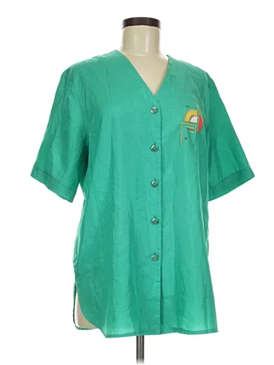 Pre-owned Assorted Brands Short Sleeve Blouse In Green