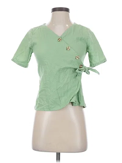 Pre-owned Assorted Brands Short Sleeve Blouse In Green