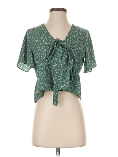 Pre-owned Assorted Brands Short Sleeve Blouse In Green