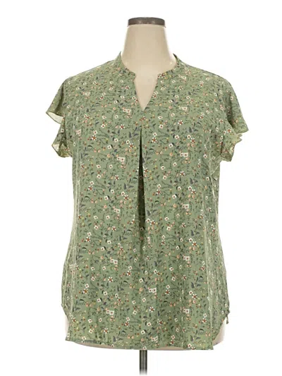 Pre-owned Assorted Brands Short Sleeve Blouse In Green