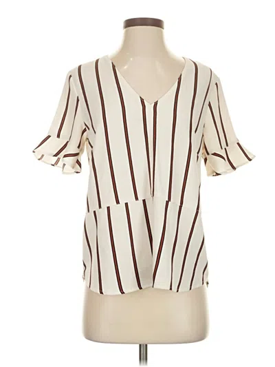 Pre-owned Assorted Brands Short Sleeve Blouse In Ivory