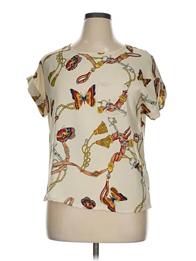 Pre-owned Assorted Brands Short Sleeve Blouse In Ivory