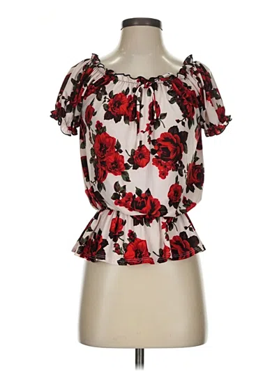 Pre-owned Assorted Brands Short Sleeve Blouse In Ivory
