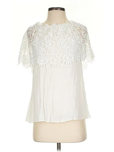 Pre-owned Assorted Brands Short Sleeve Blouse In Ivory