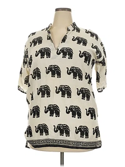 Pre-owned Assorted Brands Short Sleeve Blouse In Ivory