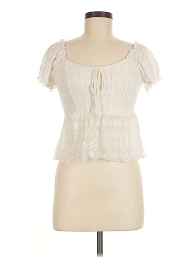 Pre-owned Assorted Brands Short Sleeve Blouse In Ivory