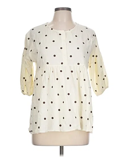 Pre-owned Assorted Brands Short Sleeve Blouse In Ivory
