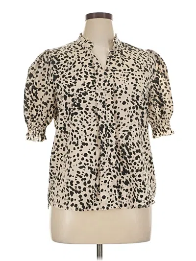 Pre-owned Assorted Brands Short Sleeve Blouse In Ivory