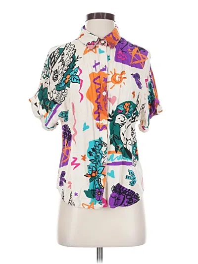 Pre-owned Assorted Brands Short Sleeve Blouse In Ivory